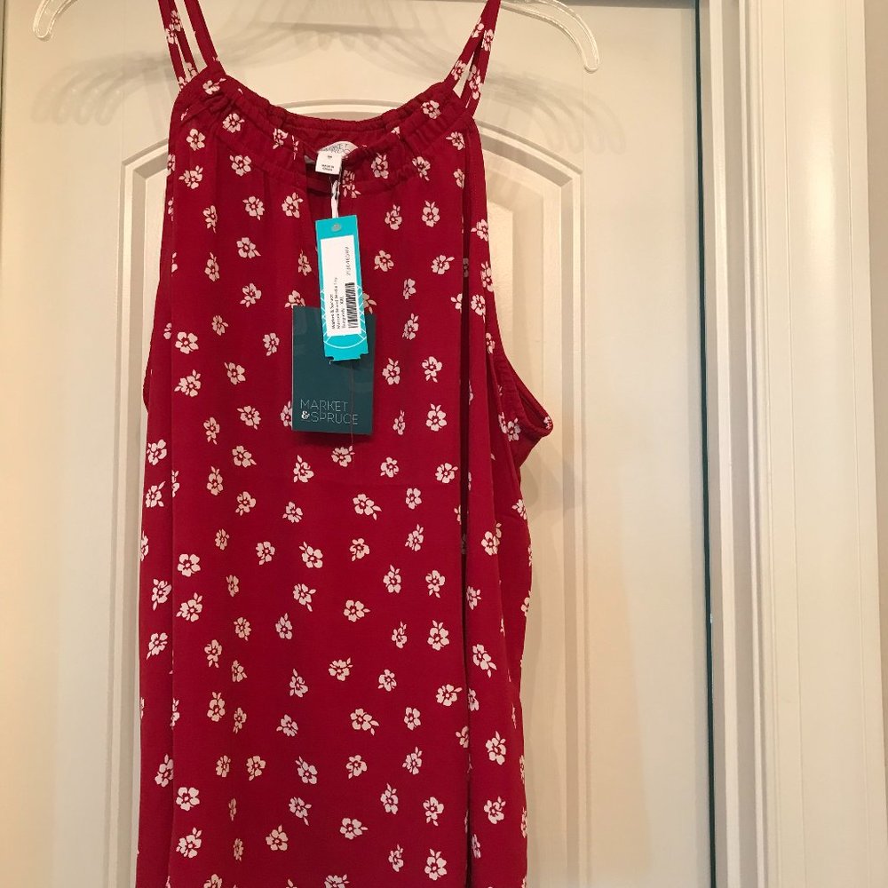 Market & Spruce-Meroni Mixed Media Top, Size XXL, Burgundy